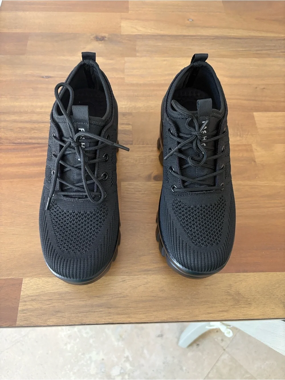 Women’s Black Platform Lace-Up Walking Sneakers